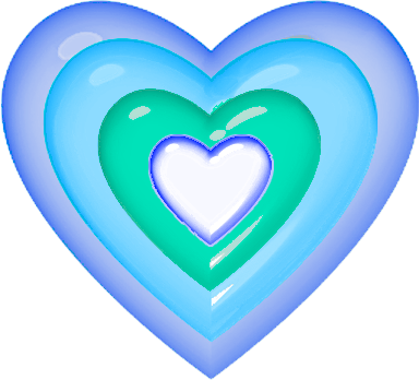 Coeur Nuances De Bleu, Turquoise, Centre Blanc Bordé - Heart (384x348)