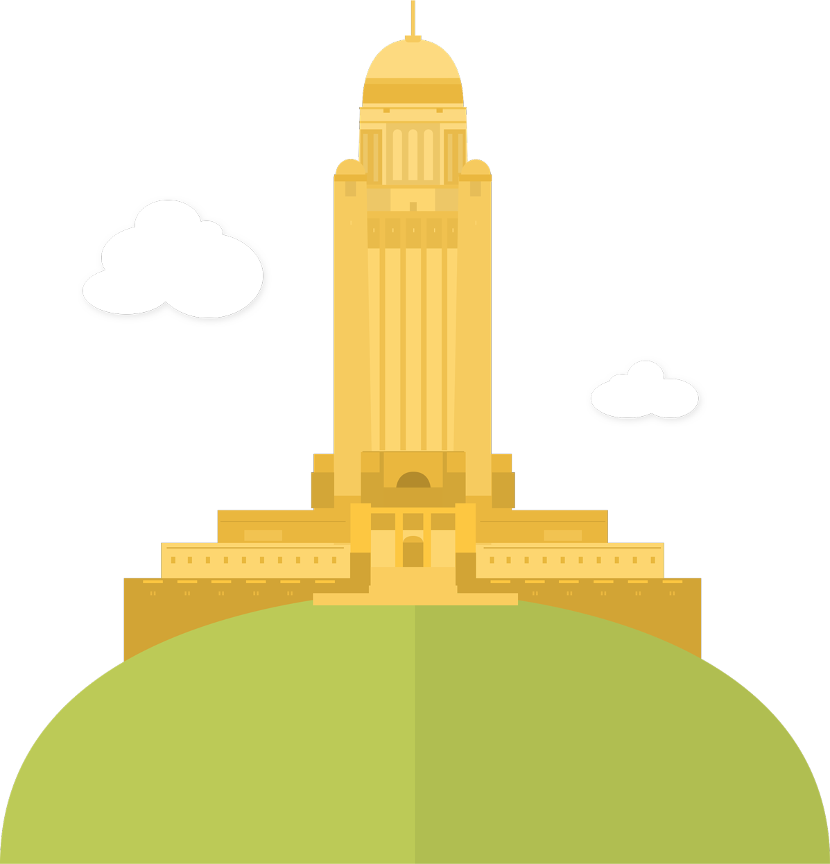 The Majestic Nebraska State Capitol Sits Atop A Grassy - Nebraska Interactive Llc (1197x1246)