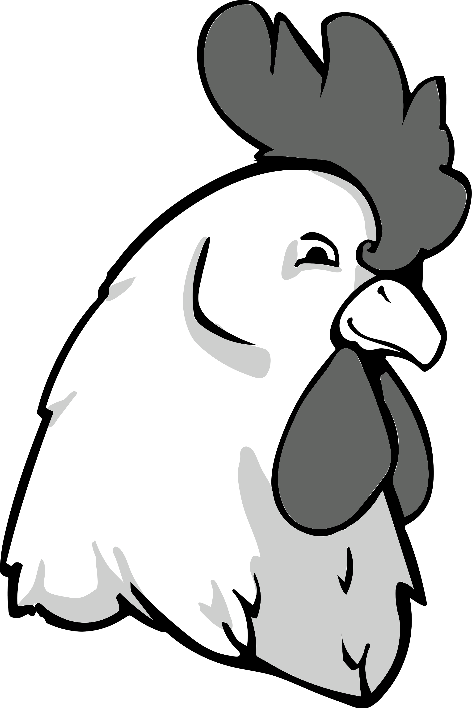 Drawings - Rooster Head Clipart Black And White (2000x2996)
