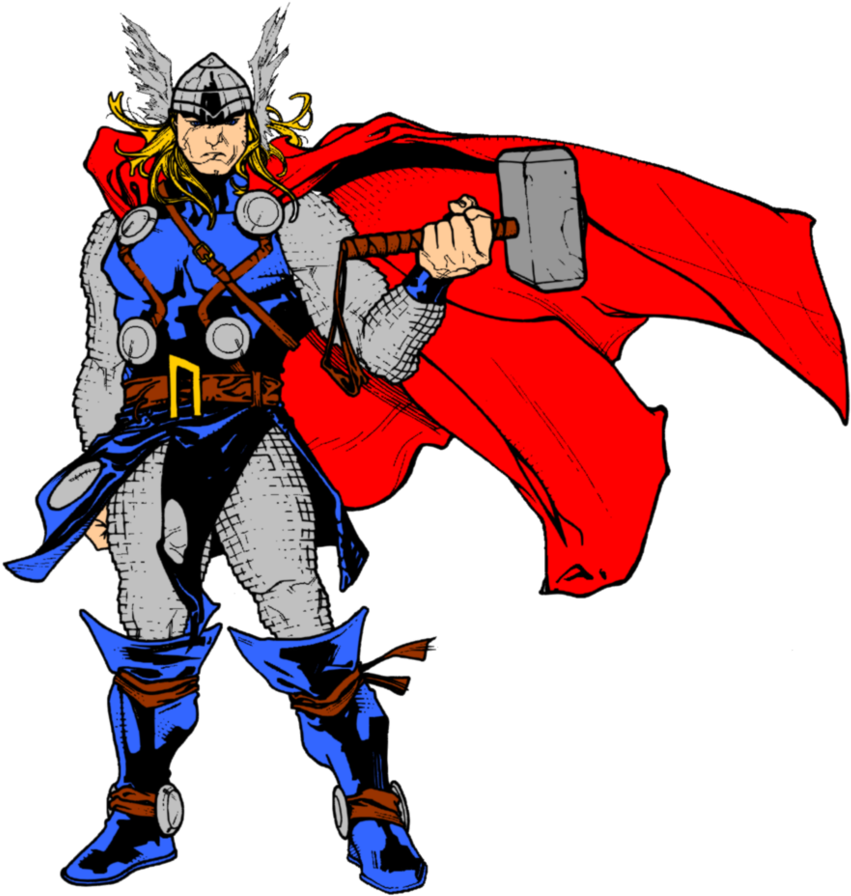 Thor And Hammer By Timothygreenii Color By Matt2106 - Thor Png Cartoon (869x919)