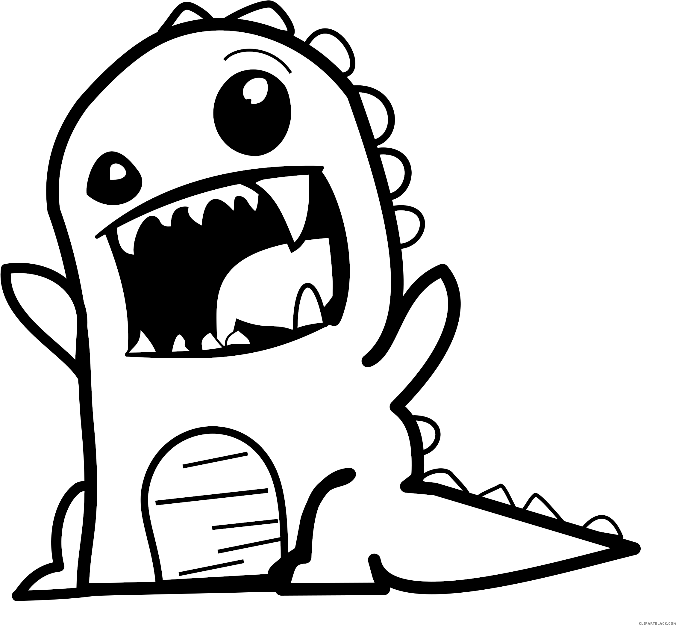 Black And White Dinosaur Animal Free Black White Clipart - Cartoon Dinosaur Black And White (2400x2251)