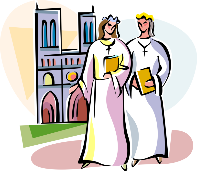 Vector Illustration Of Roman Catholic Girls In France - Vector Illustration Of Roman Catholic Girls In France (806x700)