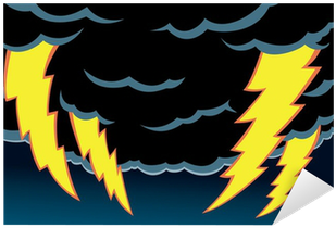 Cartoon Of Thunder Clouds With Scary Lightning - Thunder And Lightning Cartoon (400x400)