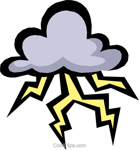 Storm Clouds Royalty Free Vector Clip Art Illustration - Cartoon Thunder And Lightning (443x480)