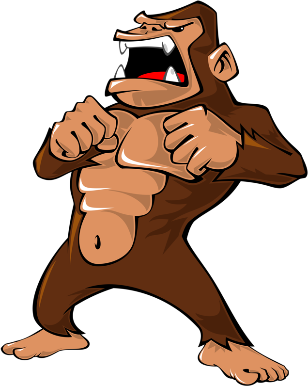 Gorilla Ape Cartoon Illustration - Gorilla Cartoon Png (642x800)