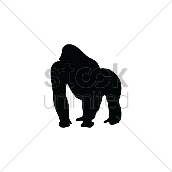 Silhouette Of Gorilla Vector Image - Illustration (600x600)