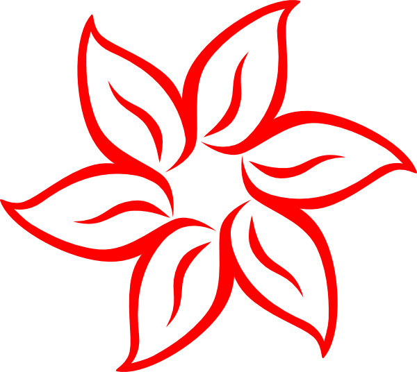 Red Flower Clipart Flower Line - Flower Clipart Black And White (600x536)