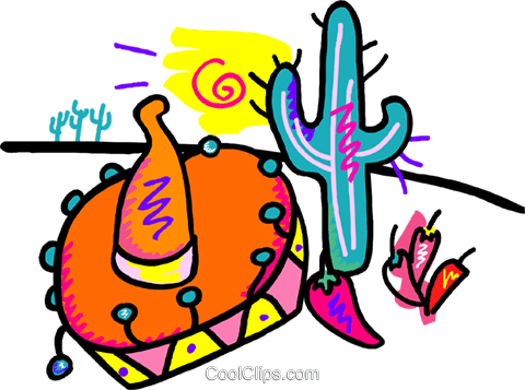 Sombrero, Nopal Y Chile Libres De Derechos Ilustraciones - Happy 50th Birthday Mexican Theme (480x357)