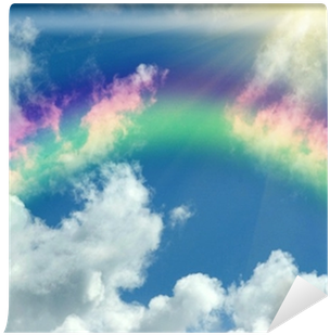Rainbow In Clouds And In Blue Sky Wall Mural • Pixers® - Sky (400x400)