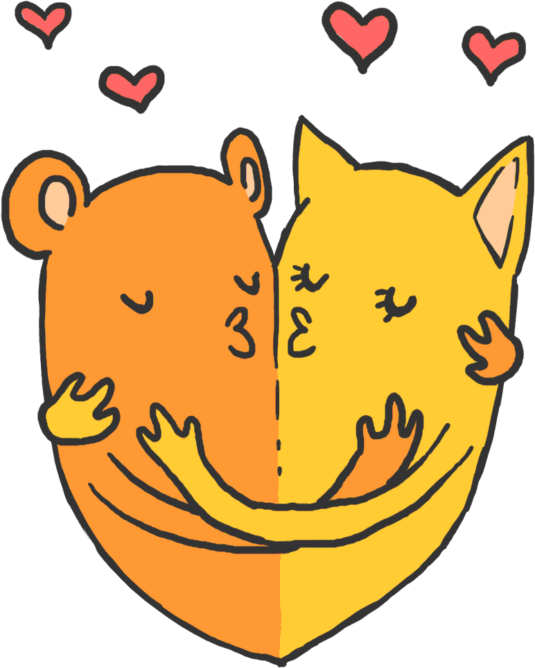 Download - Kissing Animals Cartoon Gif (1000x1078)