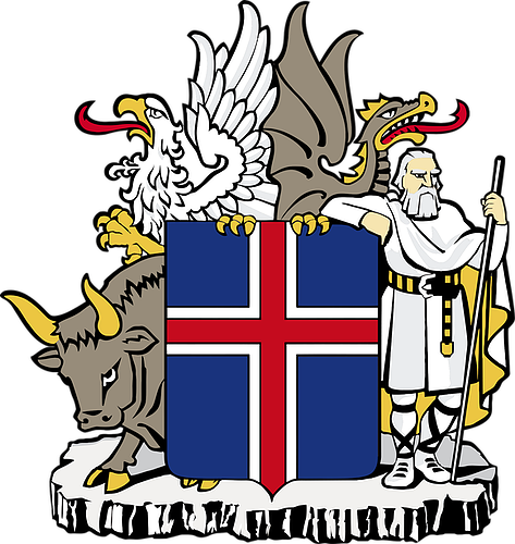 These Four Guardian Spirits Of Iceland Protect Each - Iceland Coat Of Arms (473x500)