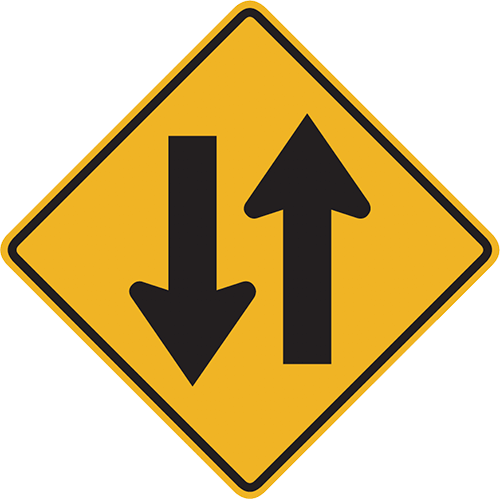 Two-way Traffic Ahead - Two Way Street Sign (500x499)