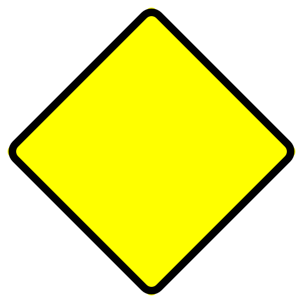 Empty Yellow Sign With Black And White Border Clip - Black On Yellow Sign (600x600)