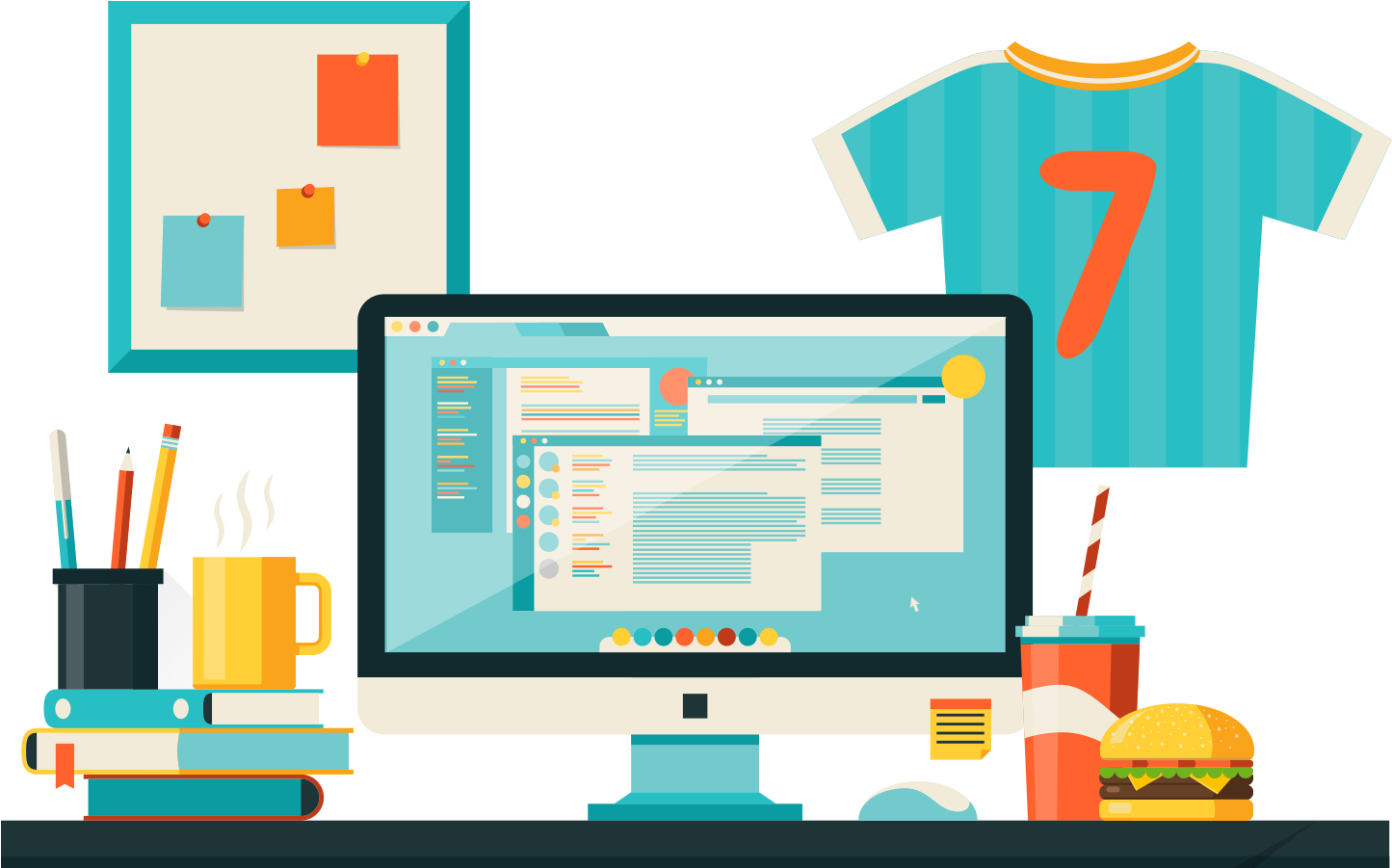 Computer Programming Flat Design Icon - Computer (1444x1138)