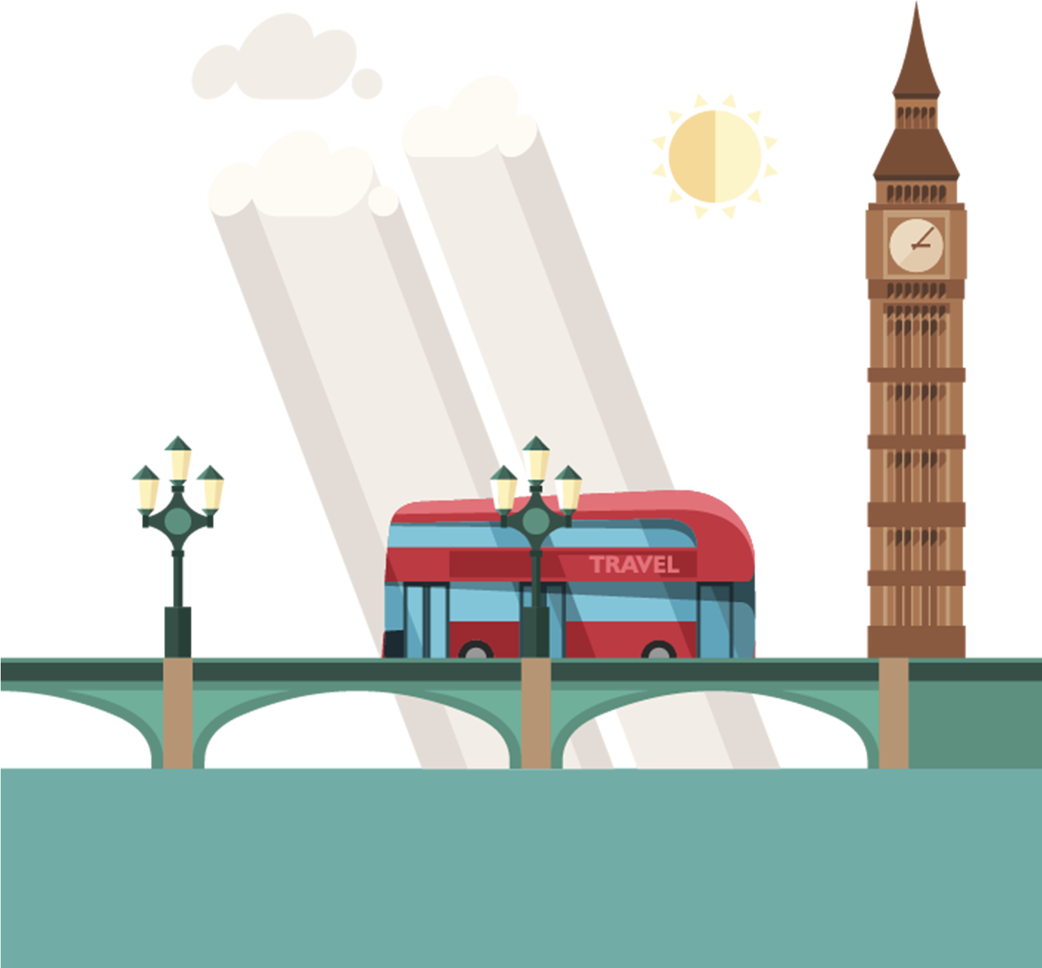 London Flat Design Illustration - Illustration (1500x1500)