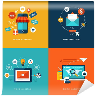 Set Of Flat Design Concept Icons For Internet Marketing - Poster Flat Design Icons (400x400)