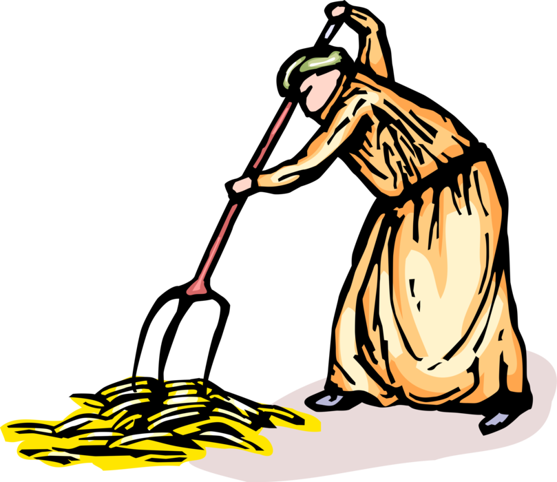 Vector Illustration Of Farmer Gathers Wheat Grain Harvest - Vector Illustration Of Farmer Gathers Wheat Grain Harvest (809x700)
