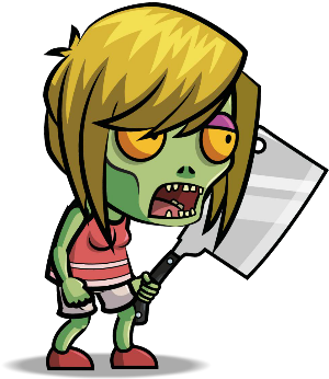 Meat Clever Zombie Wife - Cartoon (600x500)