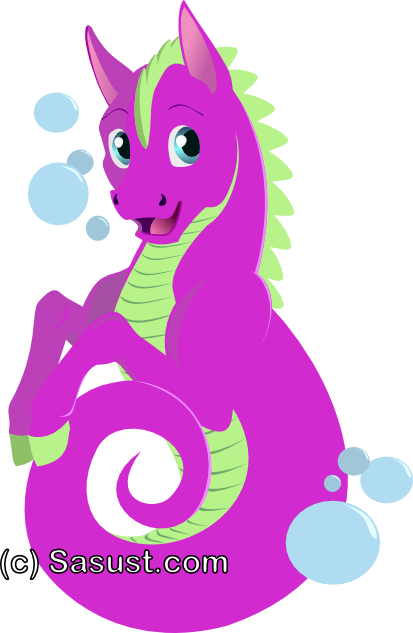 Cute Toon Seahorse By Sasust On Deviantart - Stock Photography (413x633)