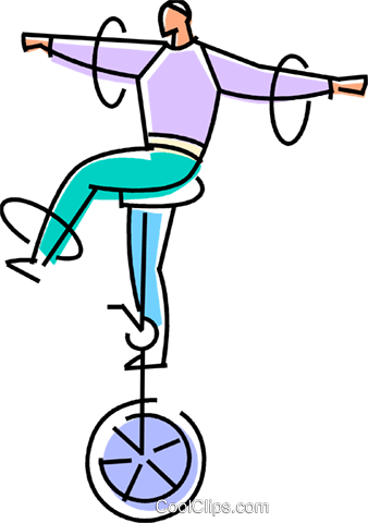 Circus Performer On A Unicycle Royalty Free Vector - Geschicklichkeit Clipart (338x480)