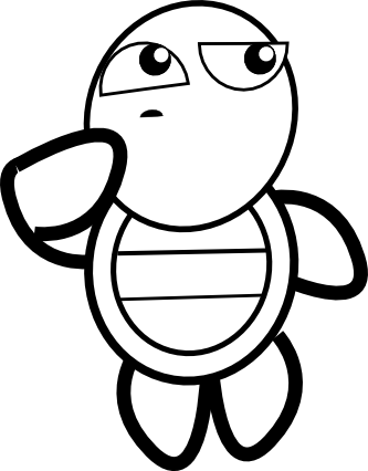 Feraliminal Turtle Thinking Black White Line Art 30 - Thinking Clipart Transparent Background (333x426)