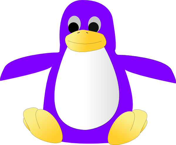 Purple Penguin Clipart (600x496)