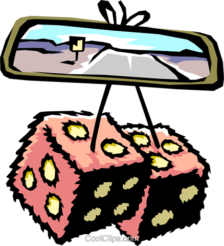 Dice/rear View Mirror Royalty Free Vector Clip Art - Dice On Rearview Mirror (438x480)