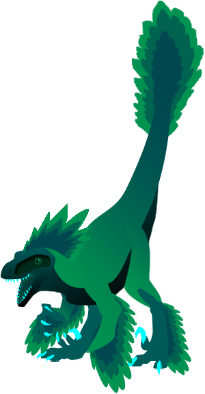 Blue Green Feathered Raptor By Llendowyn - Animal Figure (380x609)