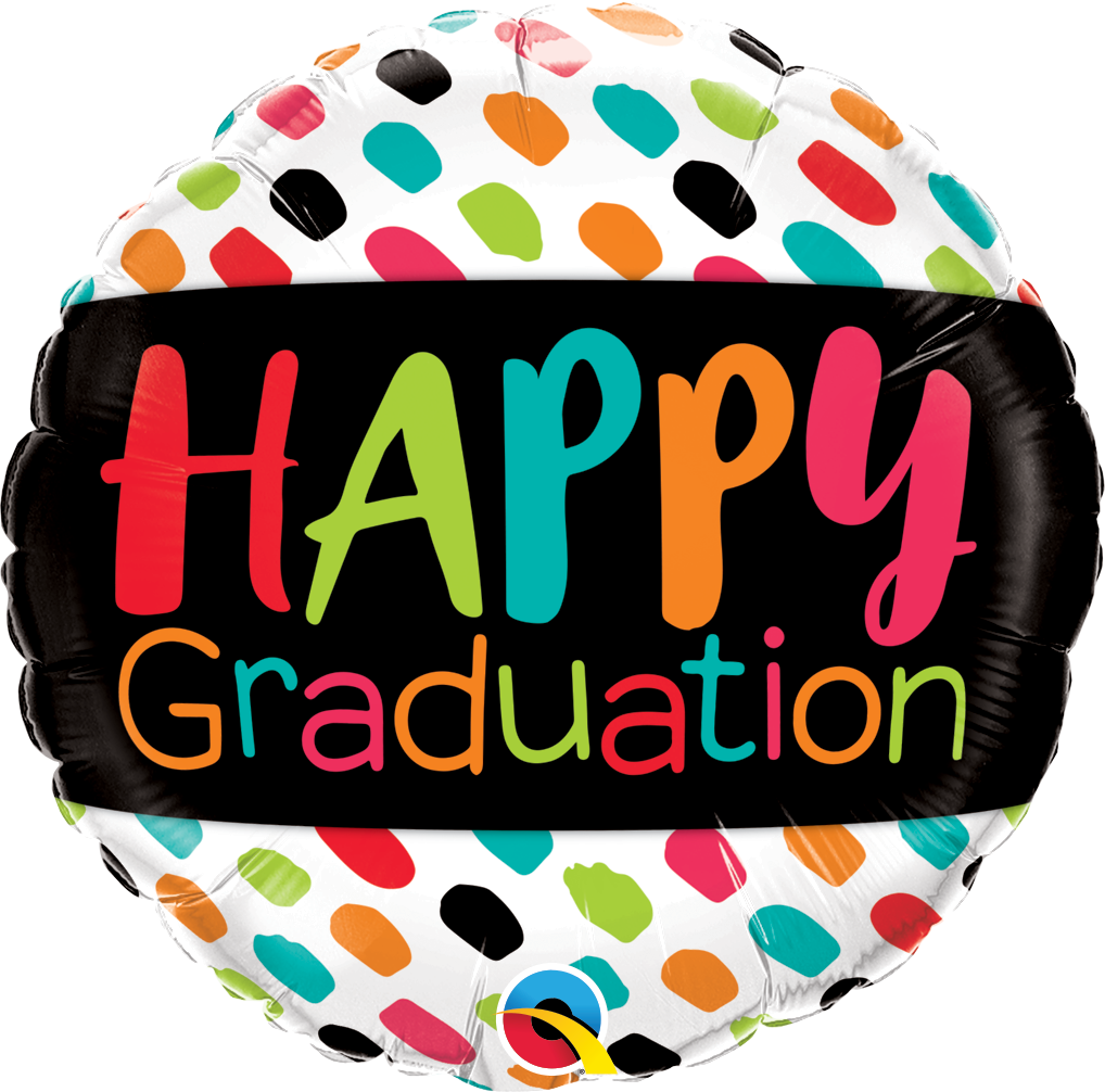 18" Round Foil Happy Graduation Color Dabs - Happy Graduation (1018x1006)