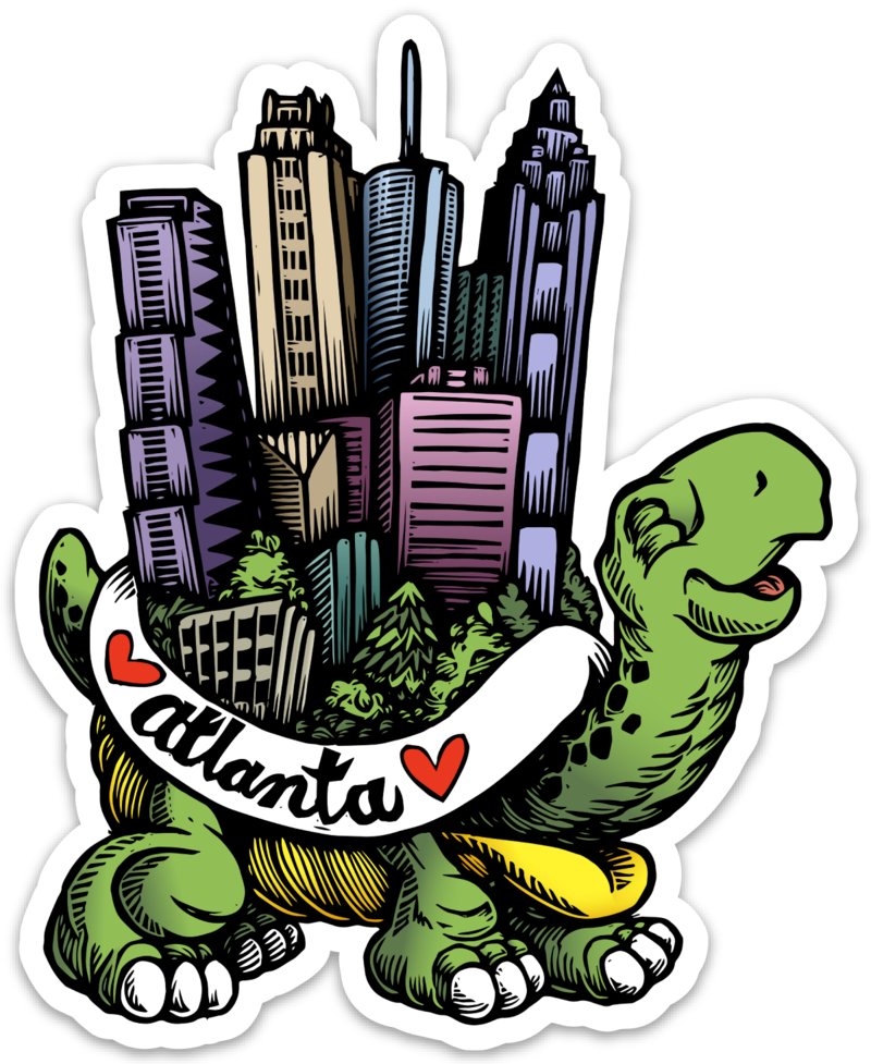 Atlanta Turtle Vinyl Sticker - Sticker (800x977)