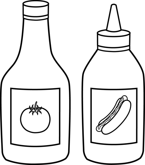Ketchup Clipart Black And White (484x550)
