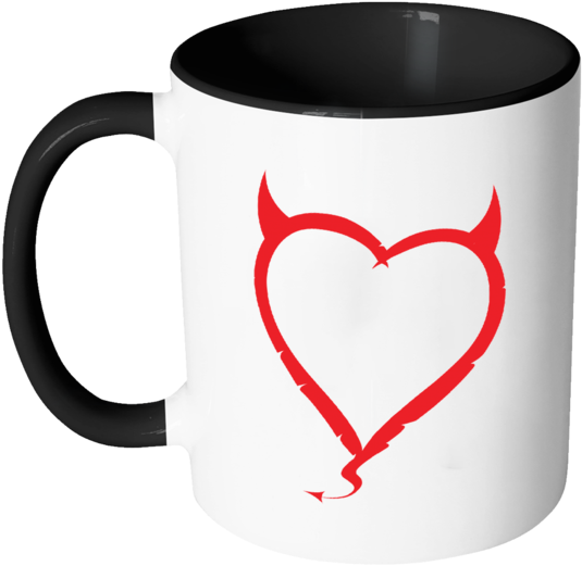 Devil Horns Heart Color Accent Coffee Mug - Trip Over My Weiner (600x600)