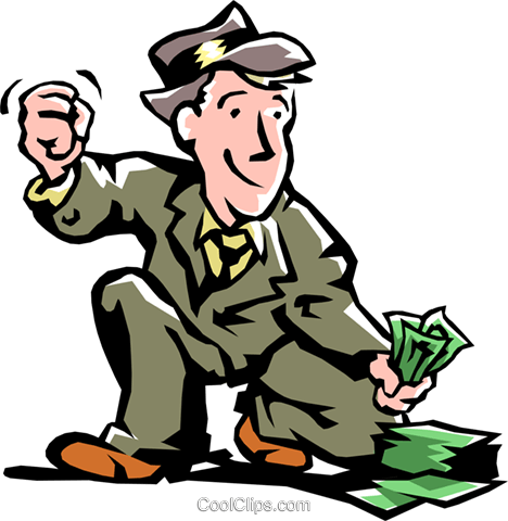 Man Picking Up Money Royalty Free Vector Clip Art Illustration - Picking Up Money Clipart (468x480)