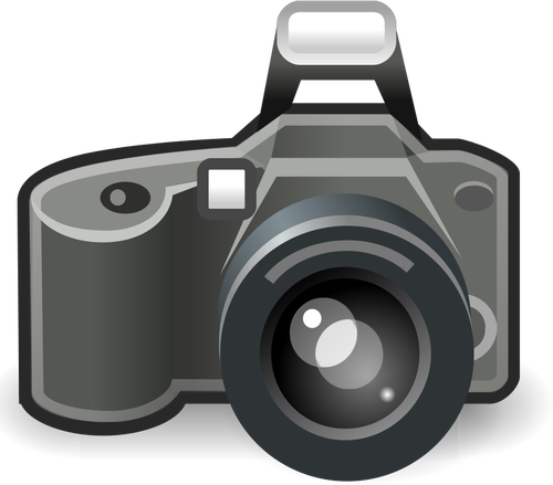 Photo Camera With Flash Grayscale Vector Image - Camera Transparent (500x439)