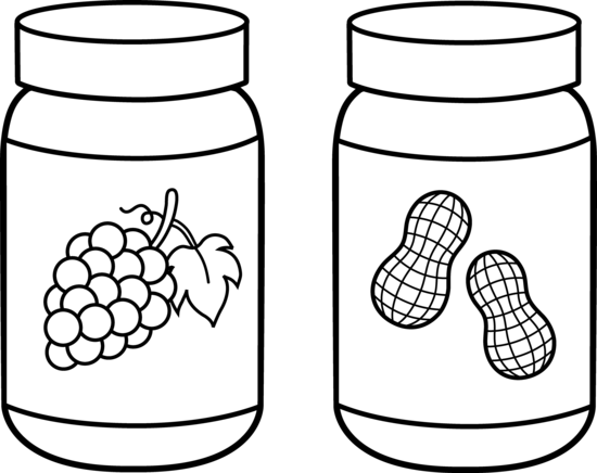 Jelly Clipart Black And White - Peanut Butter Coloring Page (550x436)