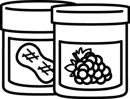 Jelly Clipart Black And White - Peanut Butter And Jelly Black And White (417x318)