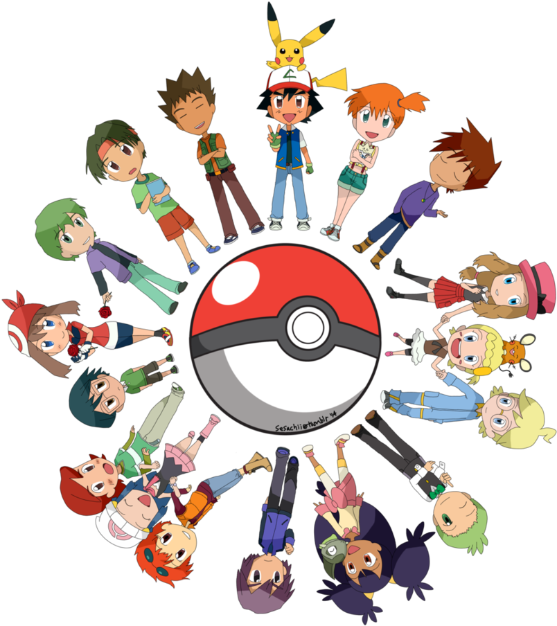 Pokemon Chibi Circle - Pokemon All Ash Friend (864x924)
