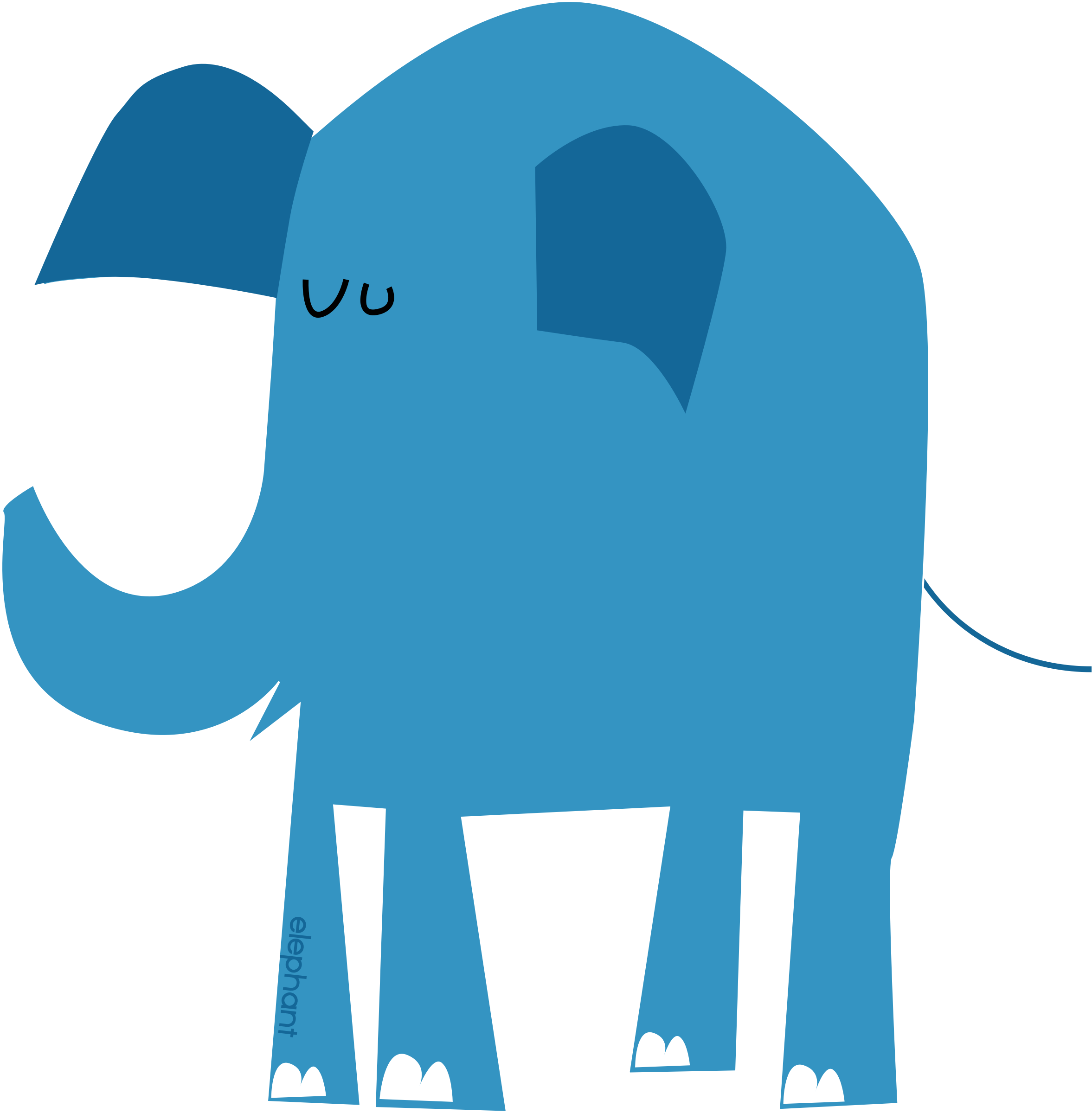 Big Image - Cartoon Blue Elephant (2354x2400)