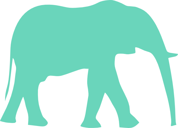 Blue Elephant Svg Clip Arts 600 X 432 Px - Elephant Clipart Black And White (600x432)