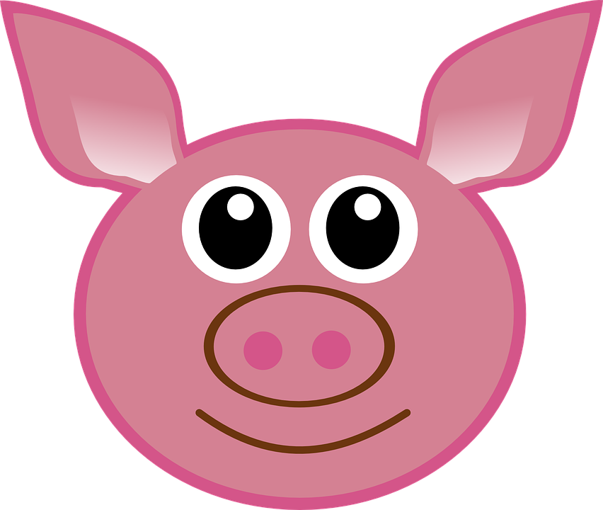 Pig Head Cartoon Cute Isolated Piglet Face - Pig Ears Drawing (852x720)