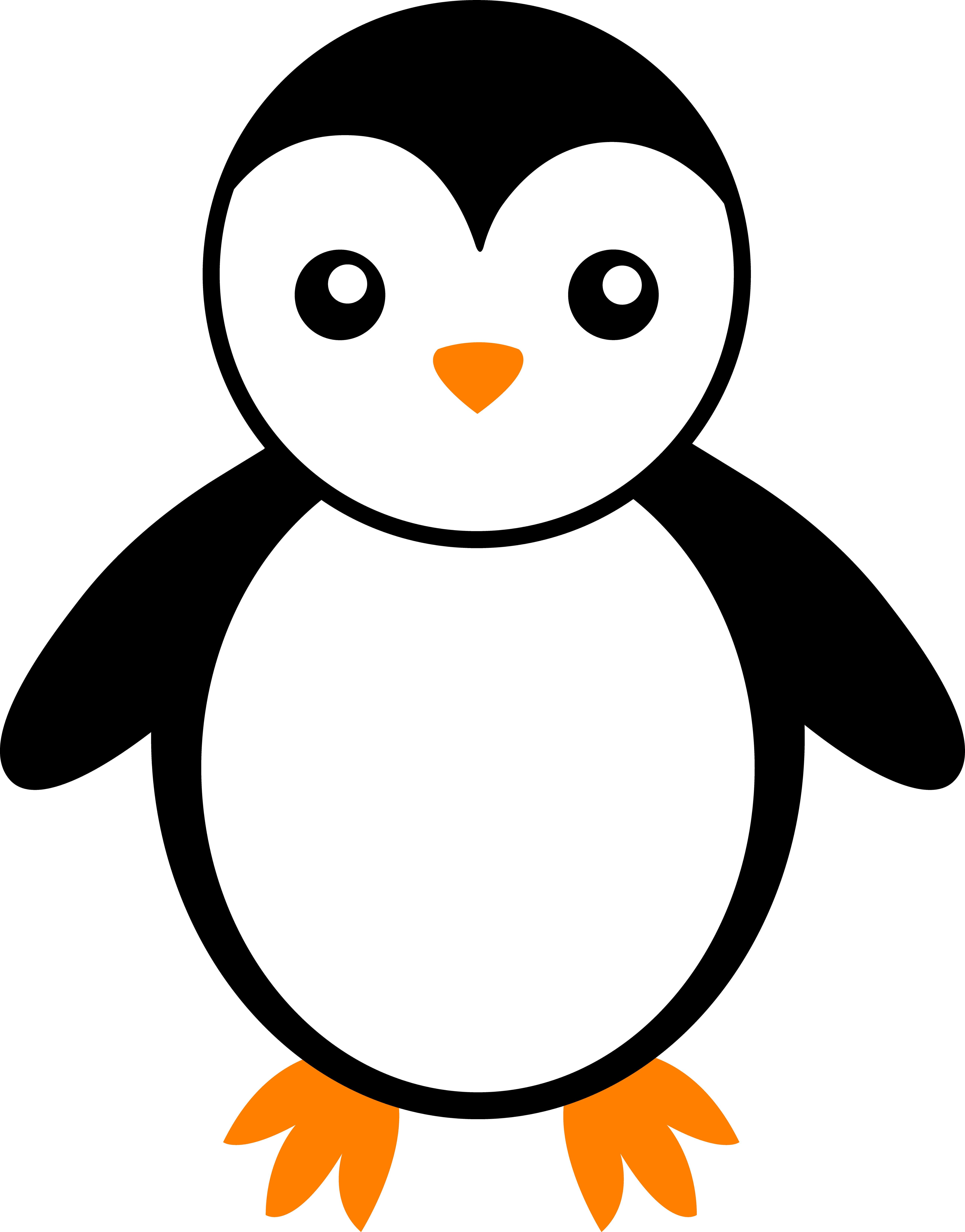 Baby Penguin Clipart Black And - Penguin Clip Art (5183x6618)