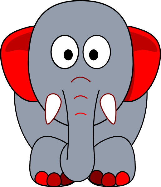 Grey Elephant With Red Accents Clip Art - Indian Elephant (516x598)