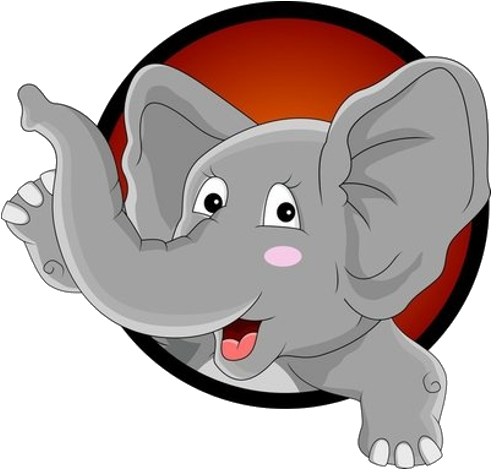 Baby Blue Elephant Holding Poster - Elefanthuvud Tecknad (500x500)