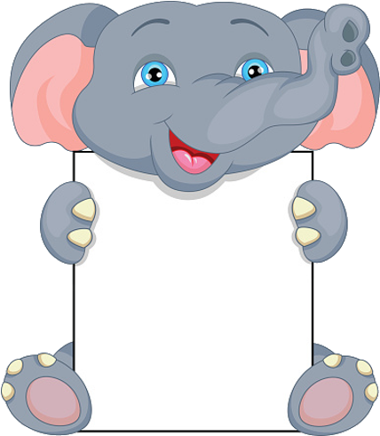 Baby Blue Elephant Holding Poster - Illustration (500x500)