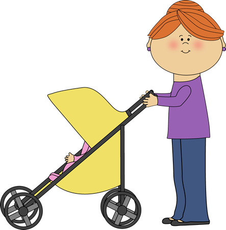 Mom Pushing Baby Stroller Clip Art Image Wp7wmr Clipart - Pushing Stroller Clipart (443x450)