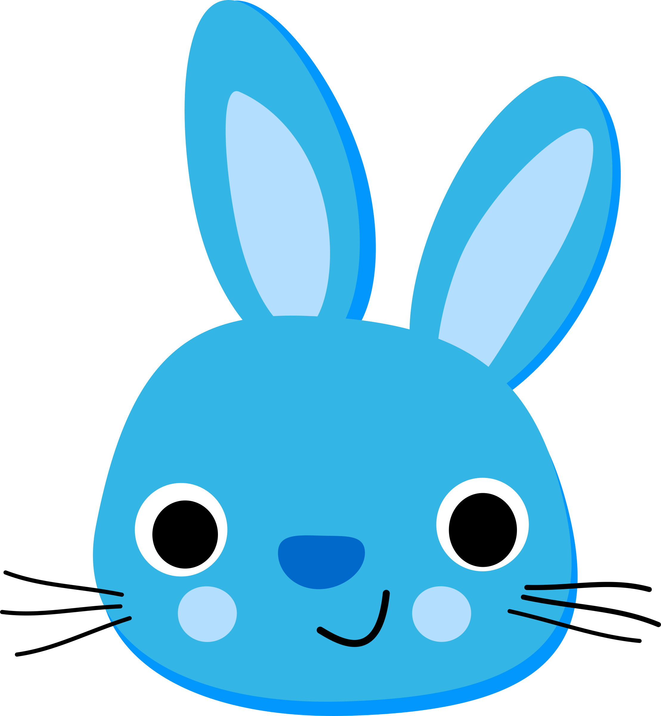 Clipart - Blue Rabbit - Lapin Bleu - Blue Rabbit Png (2217x2400)