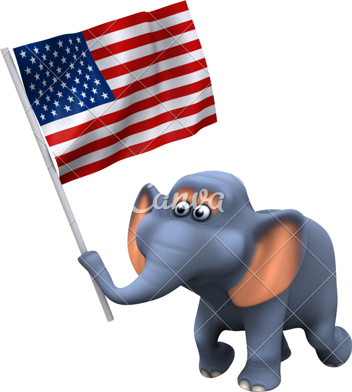 3d Elephant With The Stars And Stripes - Immigration Demonstration, May 1, 2006, Fresno, California (718x800)