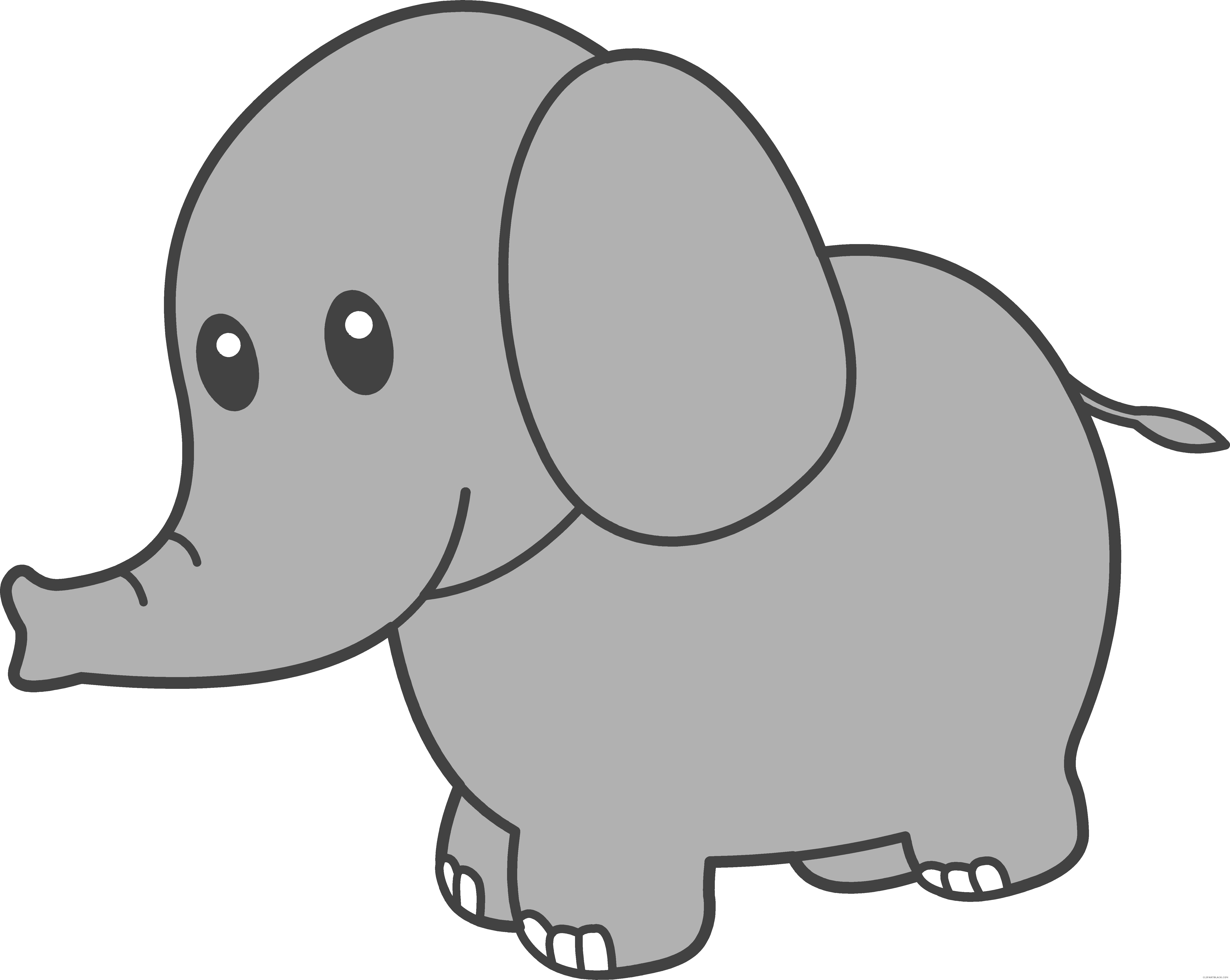 Cute Elephant Animal Free Black White Clipart Images - Cute Elephant Clipart (6062x4830)