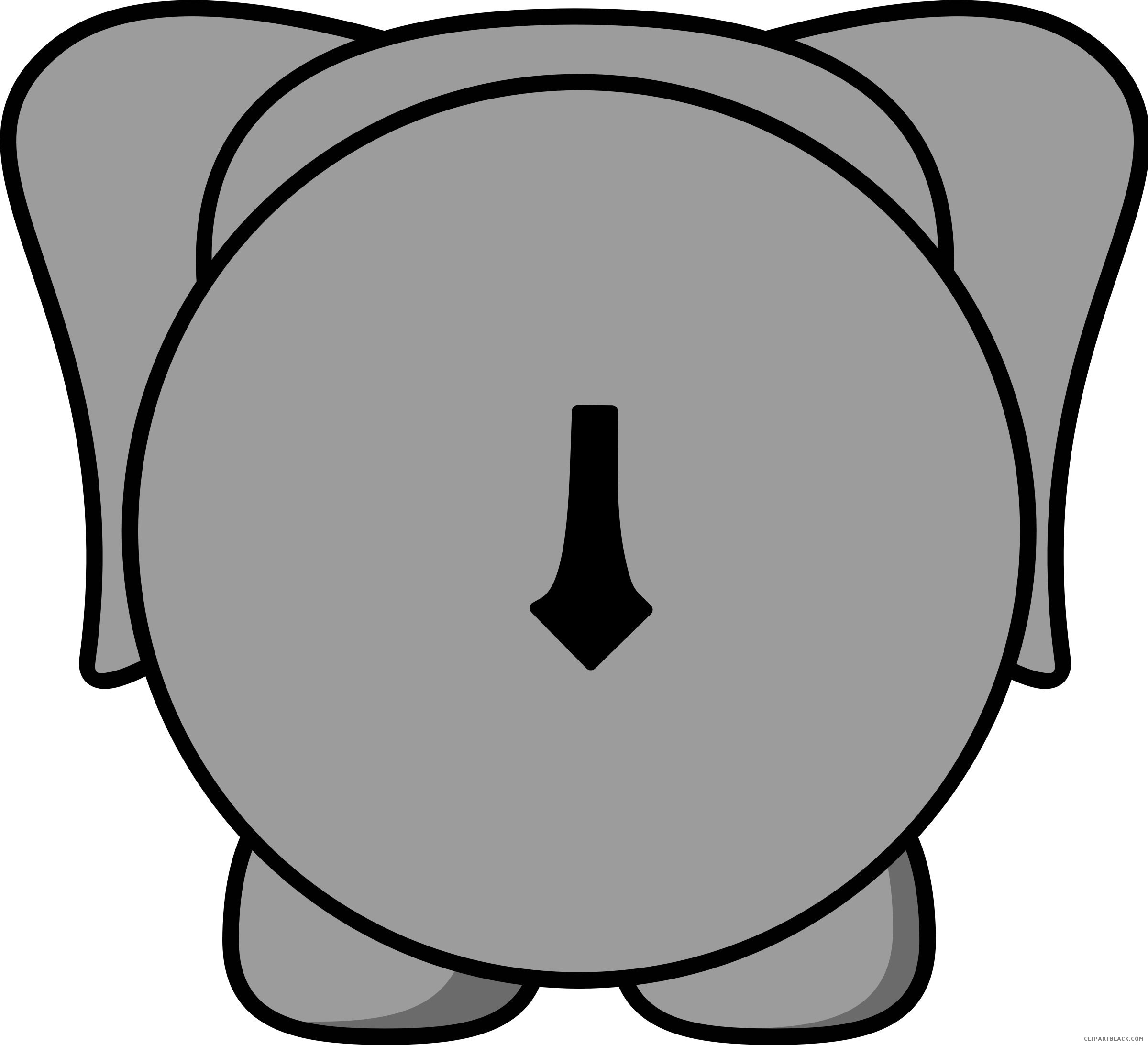 Grey Elephant Animal Free Black White Clipart Images - Back Of An Elephant Clipart (2400x2185)