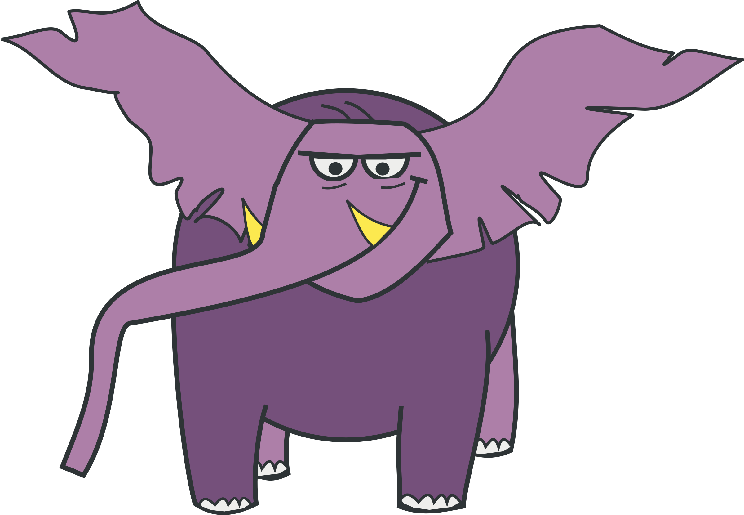 Elephant Clip Art Black And White, Elephant Clip Art - Purple Elephant Throw Blanket (2400x1660)